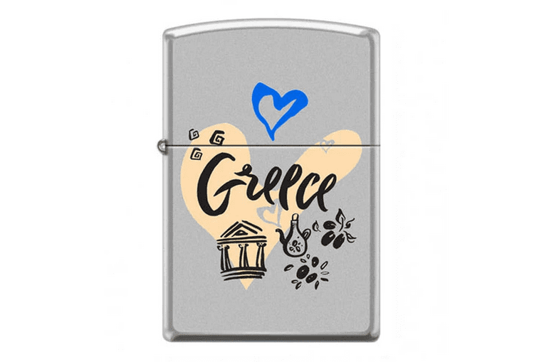 Greece With Heart Zippo