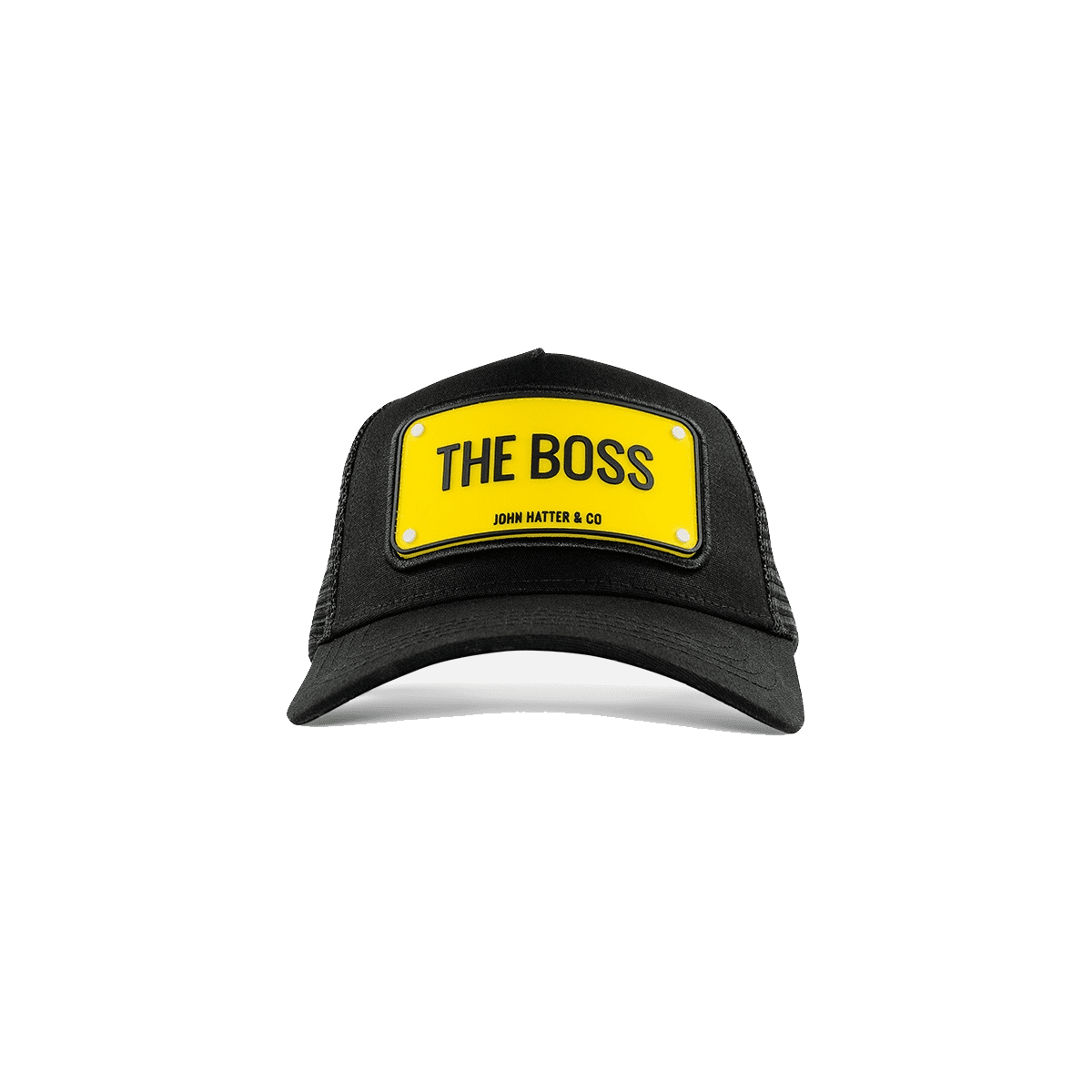 The Boss Μαύρο jockey καπέλο με rubber patch - John Hatter & Co